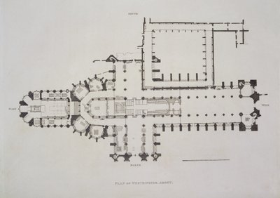 Plan of Westminster Abbey, plate 1 from Westminster Abbey, pub. by Rudolph Ackermann by English School